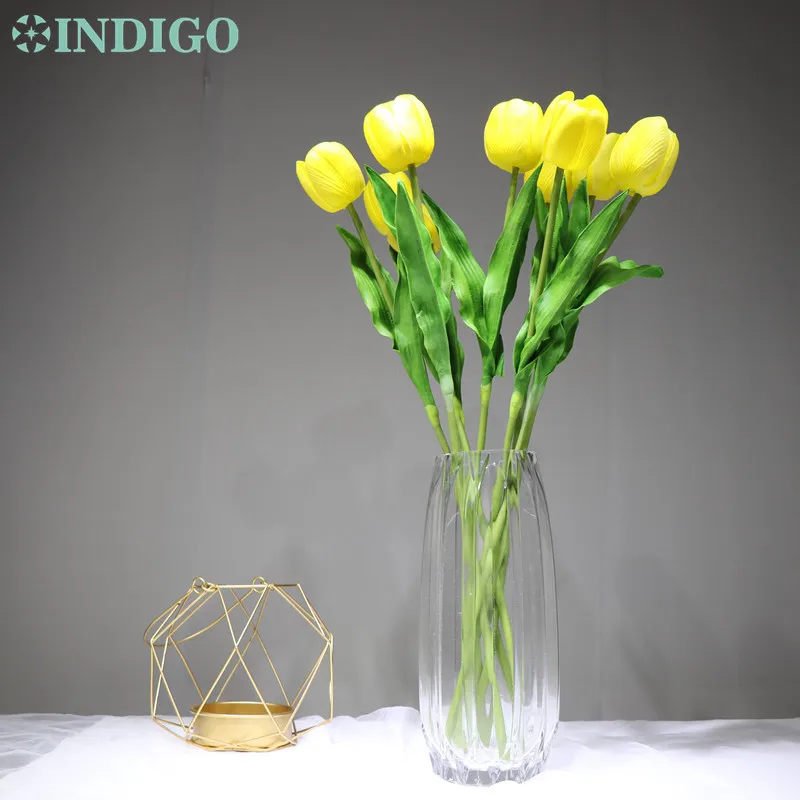 

INDIGO -5pcs High Quality PU Holland White Tulip Home Decorative Artificial Real Touch Flower Wedding Flower Party Decoration
