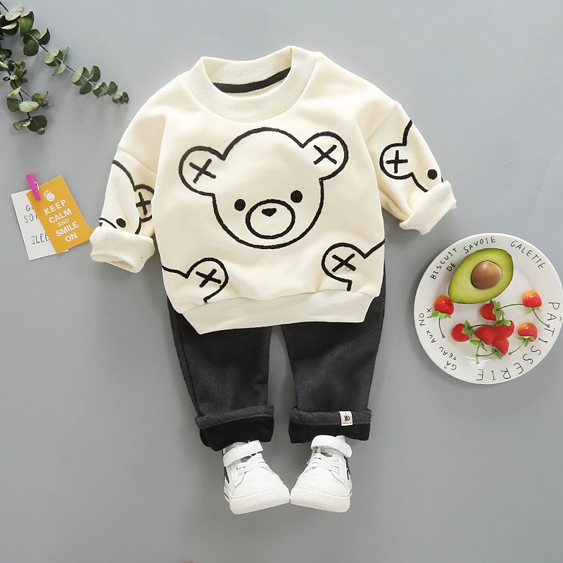 New Winter Baby Boys Girls Clothes Suit Children Thicken Warm T-Shirt Pants 2 Piece Set Toddler Fashion Costume Kids Tracksuits | Детская