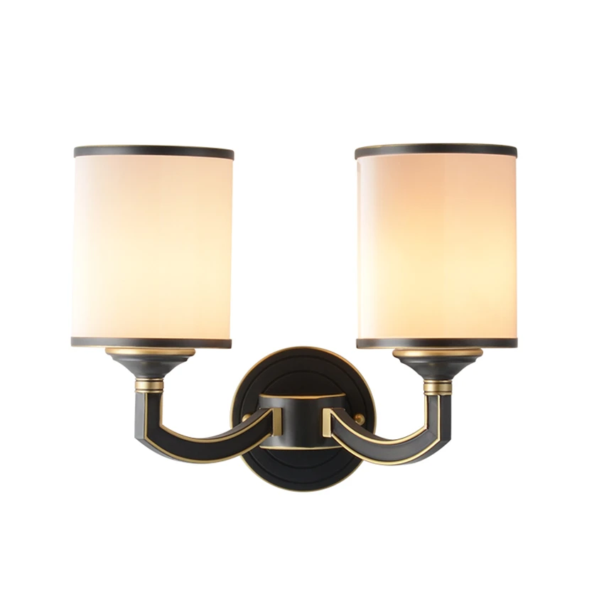 

Modern Chinese black bracket wall lamps bedroom bedside study living dining room aisle full copper wall sconces lights fixtures