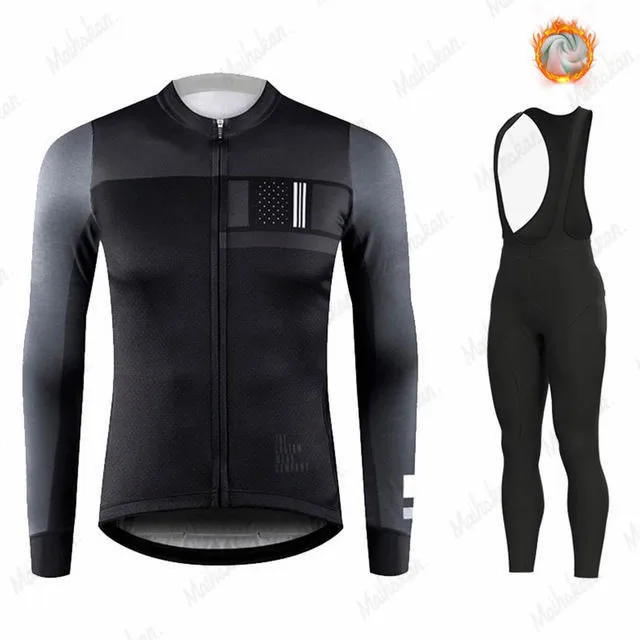

2021 Winter Thermal Fleece Set Cycling Clothes Mens Jersey Suit Sport Riding Bike MTB Clothing Bib Pants Warm Sets Ropa Ciclismo