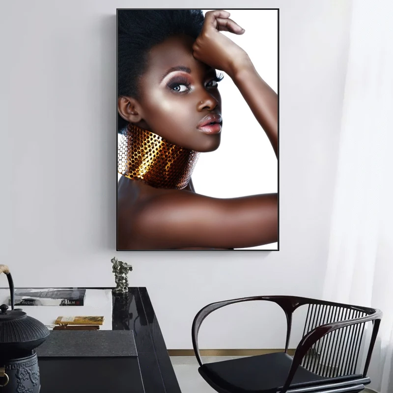 Черная красивая модель искусство на стену Картина холсте портретные