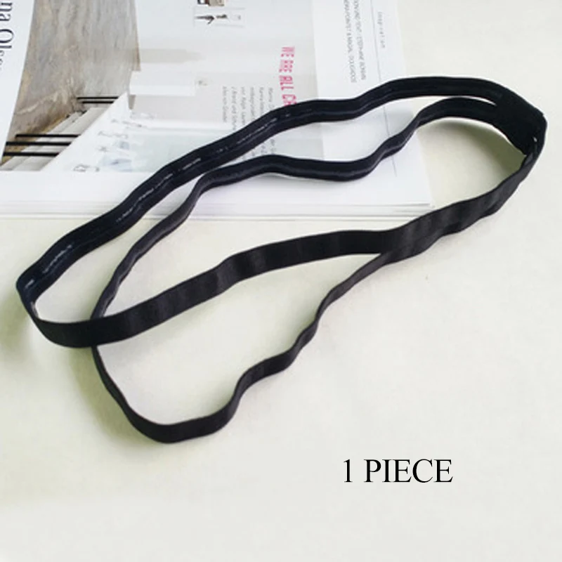 1 Pc Black 3 шт., Модный женский Блестящий эластичный ободок на голову, повязка для волос, резинка для волос, повязка на голову для девочек, двойные резинки для волос, аксессуары для волос - Цвет: 1 Pc Black