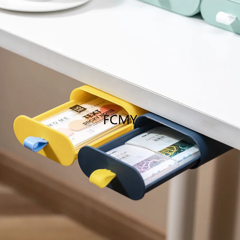 

Drawer Organizer Box Desk Self Stick Pencil Tray Hidden Desktop Storage Box Creative Kitchen Desk Organizer Storage Box Drawer