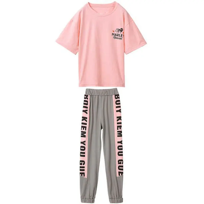

Kids Cartoon Summer Tracksuits Pullover Cotton T-shirt+Cropped Pants 2pcs Clothes Suits for Girls Sports Dance Outerwear Outfits