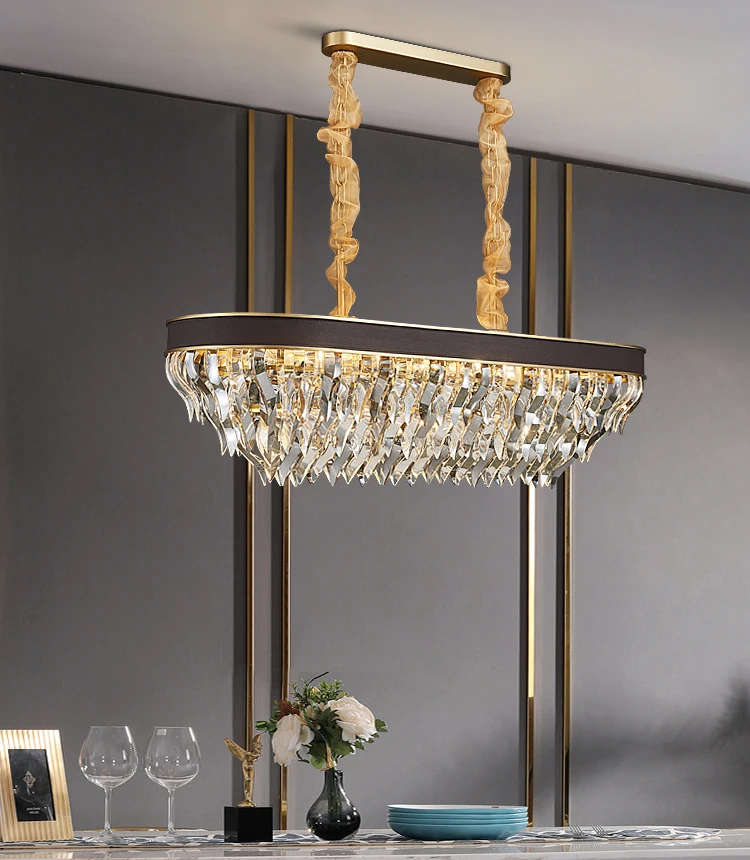 Новинка 2020 хрустальный светильник-люстра Золотая прямоугольная Современная