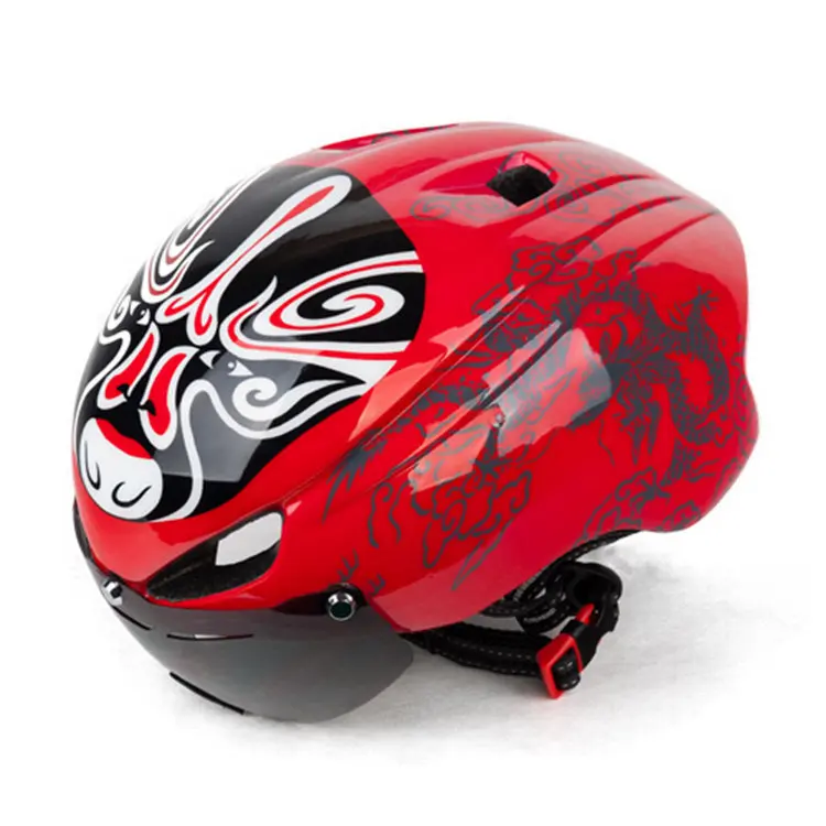 

Motorcycle Bicycle Pretection Helmet Beijing Opera Mask Helmet Mountain Bike Integrated Riding Magnetic Suction Goggle Helmet