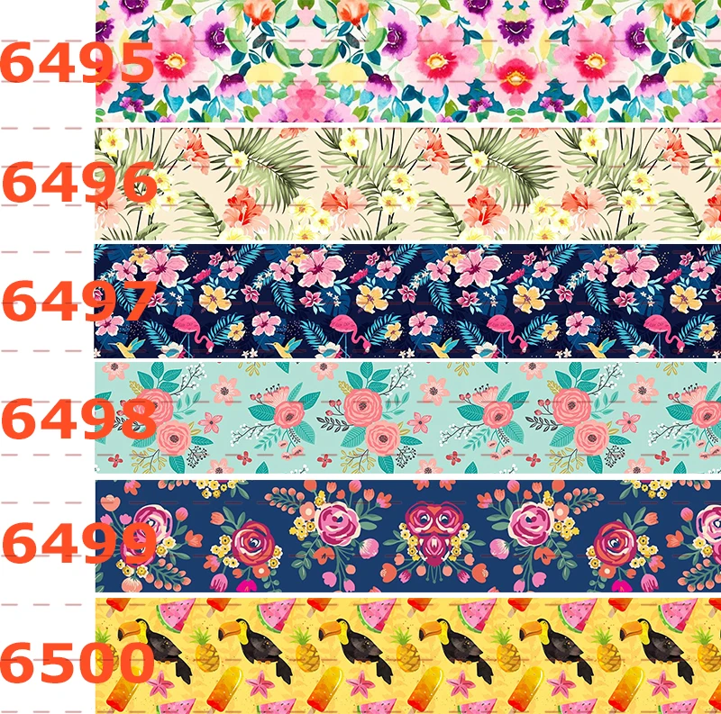 

10 Yards 16mm 22mm 25mm 38mm 50mm 75mm Colorful Flowers Ribbon Pattern Printed Grosgrain Ribbon