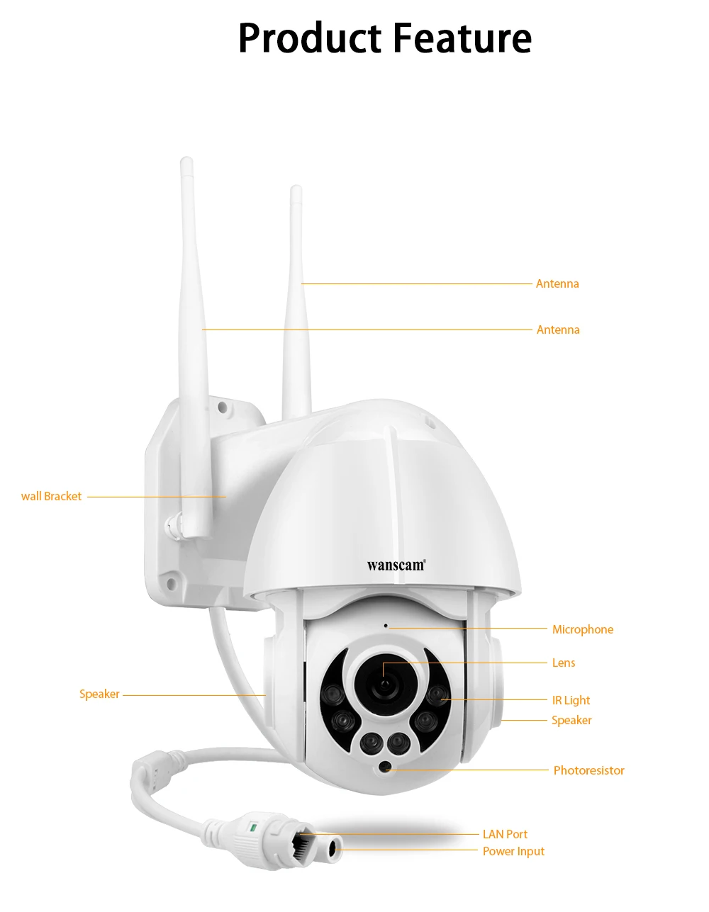 Wanscam K38D Wi-Fi IP камера 1080P наружная 2 миллиона зумов для слежения за лицом HD камера обнаружения движения камера наблюдения безопасности