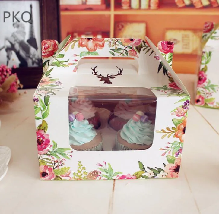 10 шт прозрачная коробка для пирожных с окошком ручкой 4 коробки торта упаковка
