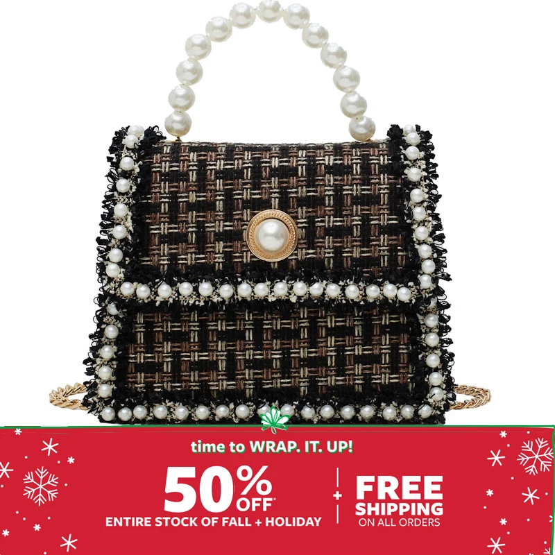 2019 осень и зима новая модная уличная Сумка книжка с жемчугом ремешком на плечо