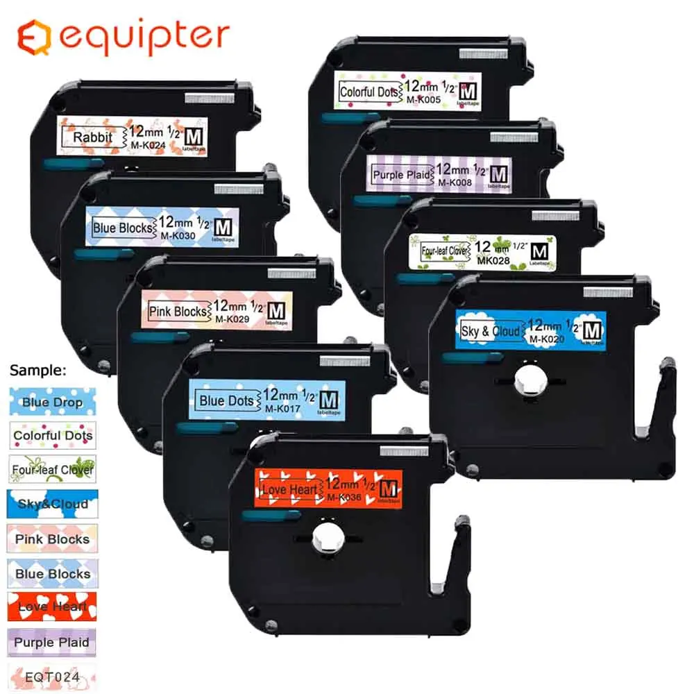 

Equipter 12mm Lovely Pattern Multicolor label Mk121 Mk221 Mk421 Mk521 Mk621 Mk721 Label Tape for Brother P-touch Printer