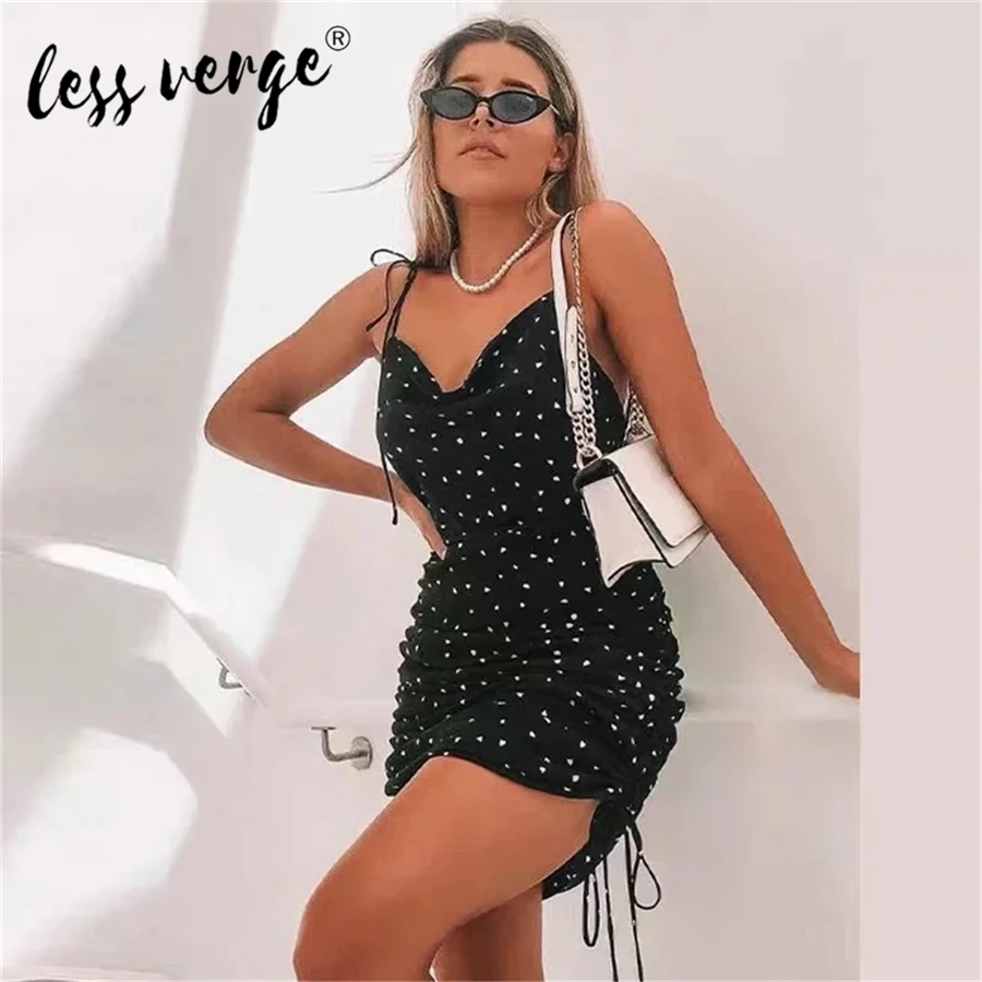 Lessverge New Fashion Women Print Dress Spaghetti Strap Backless Holiday Chiffon Summer Sleeveless | Женская одежда