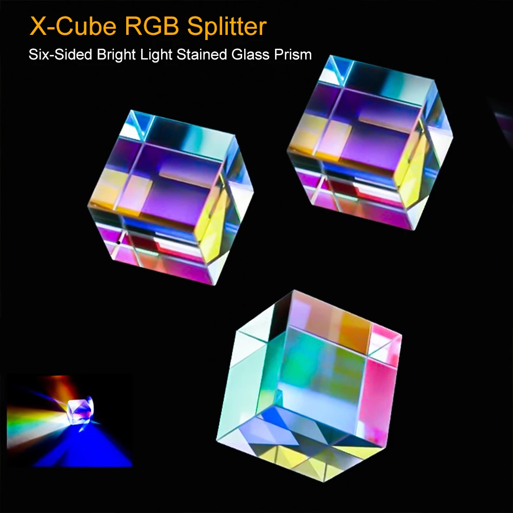 

Meterk X-Cube RGB Splitter Combiner Dispersion Optical K9 Prism Six-Sided Bright Light Stained Glass Prism 20*20*20mm Prism