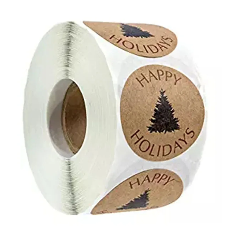 Несколько стилей 500 этикеток в рулоне круглые натуральные крафт наклейки