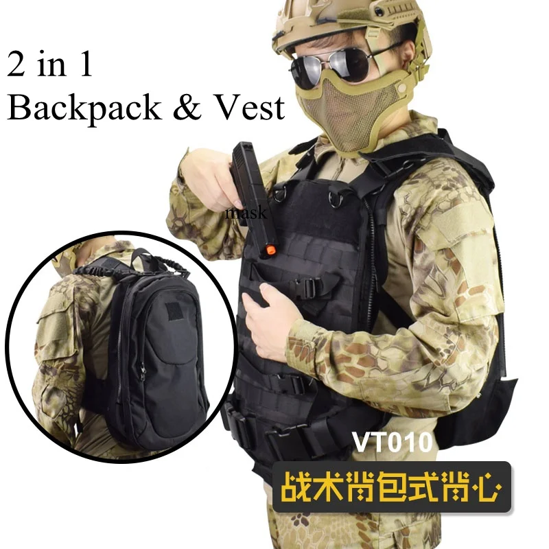 Military Tactical Backpack Molle Combat Vest Multi-Function Invisible Flip Up Knapsack Army Outdoor Sports Bag Hunting Rucksack