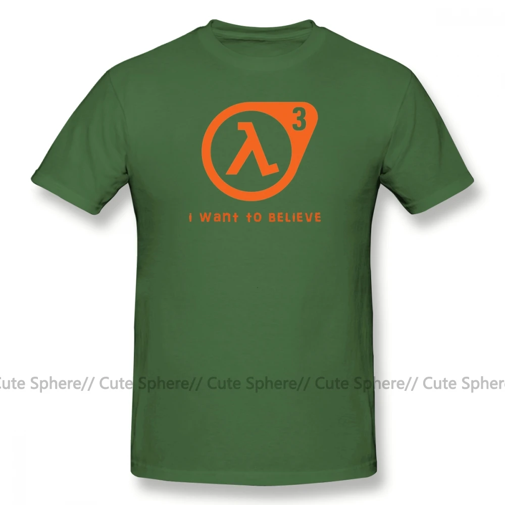 Футболка Half Life 3 футболка с надписью «I Want To Believe» Милая футболка из 100 хлопка Базовая Мужская футболка с короткими рукавами XXX - Цвет: Army Green