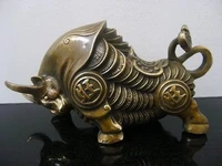 14 5cm collectible wealth luck tibetan bronze brass bull statue vintage old copper wholesale decoration real brass 25 off