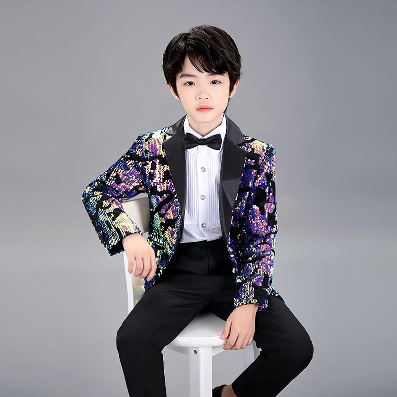 Boys  dresses children s performance piano Tuxedo Dress foreign style flower children s  suit jacket big boys size 110-160