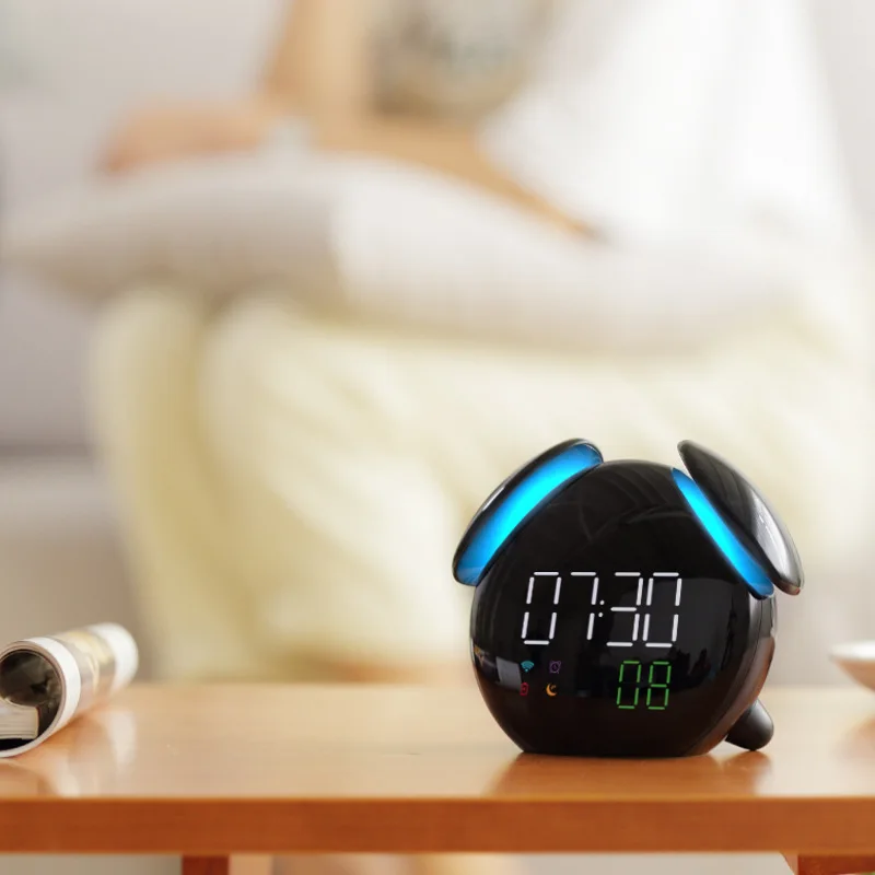 Прикроватный светодиодный тихий будильник ночник электронный маленький умный