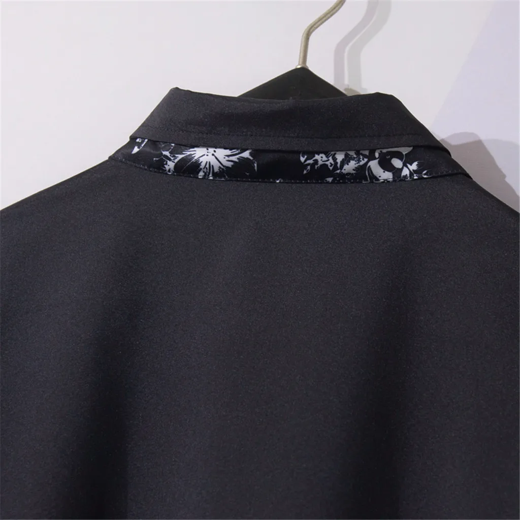 

Men Summer Fashion Tie Shirts Casual Printing Beach Shirts Long-Sleeve Top Blouse Thin Shirts M-2XL