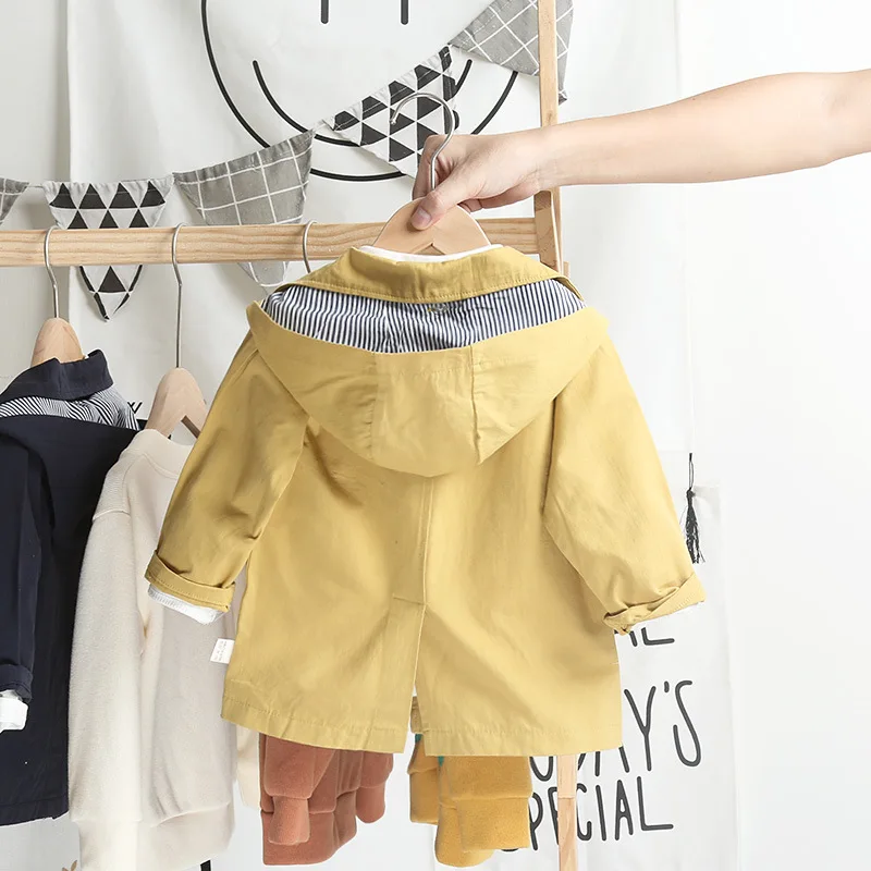 Новая весенне осенняя модная ветровка с капюшоном для маленьких мальчиков и