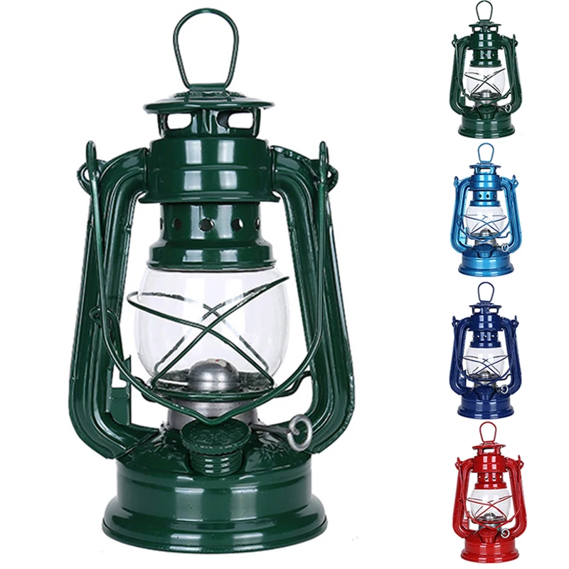 1pc Retro Outdoor Camping Kerosene Lamp 19cm 25cm Party Garden Backyard Oil Light Lantern Mediterranean Style Decor Green Red