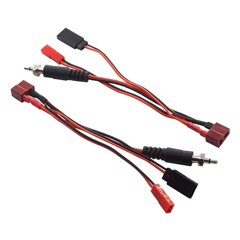 

2 Pcs 3 in 1 Deans Style T Female Plug to JR Female Connector JST Female Igniter Adapter Charger Cable for 1/8 1/10 RC