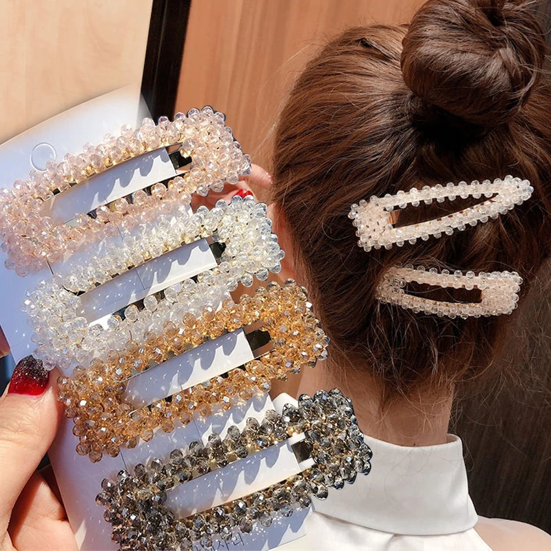 

Korean Crystal Pearl Hairpins Barrettes For Women Fashion Geometric Water Drop Rectangle Girl Hair Accessories Headwear Hairgrip