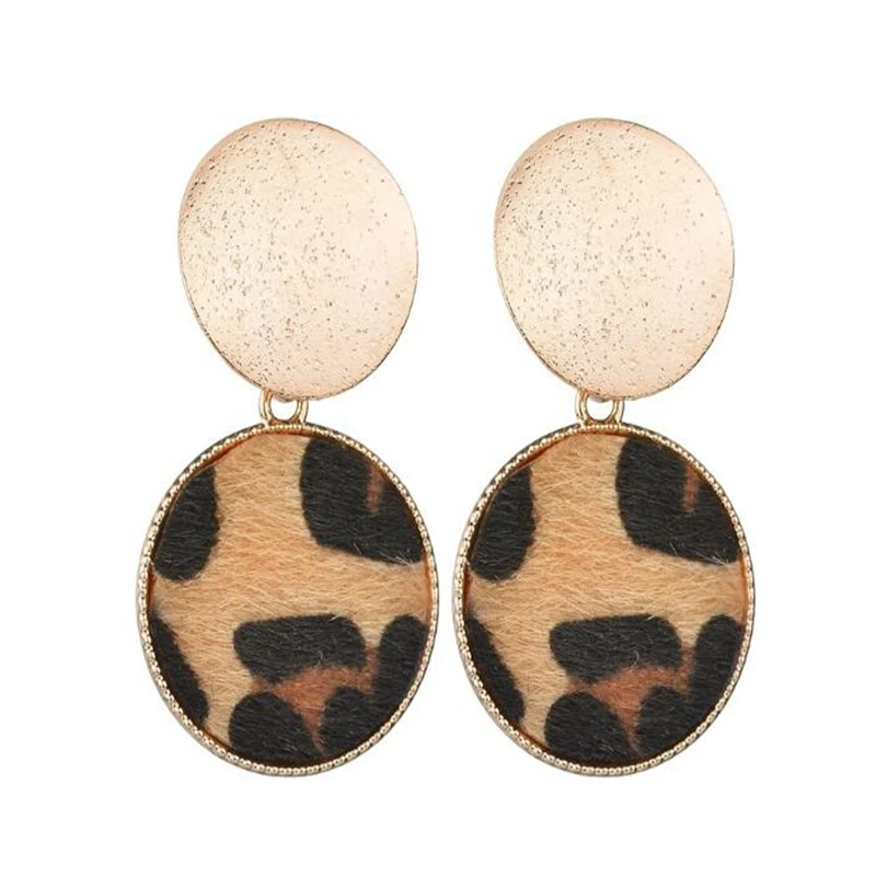 Женские леопардовые серьги золотого цвета круглые серьги-гвоздики с натуральным