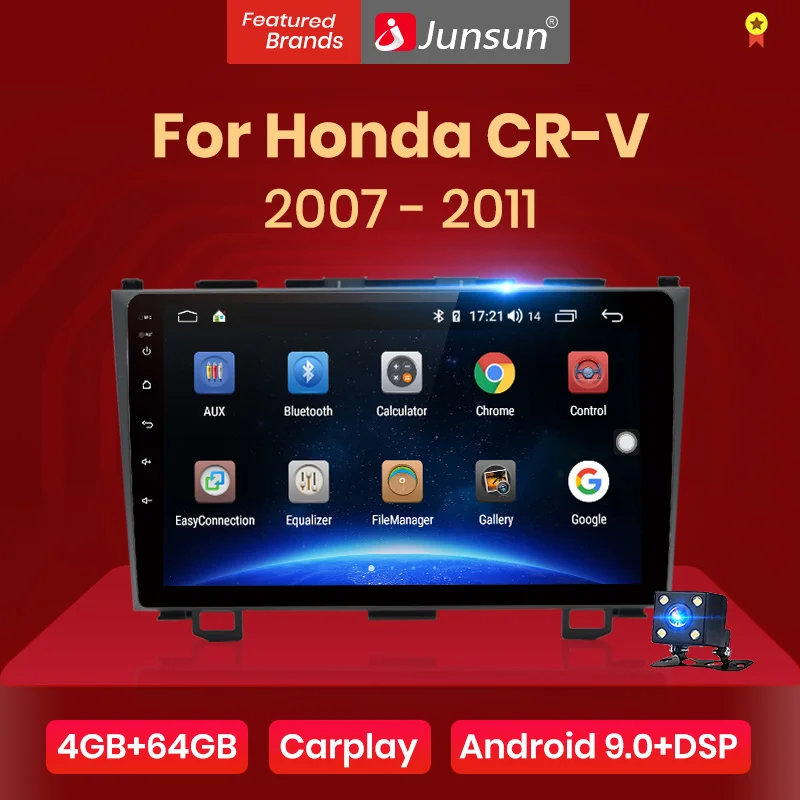 Junsun V1 pro 4G+ 64G CarPlay Android 9,0 DSP для Honda CRV 2006-2011 Автомобильный Радио Мультимедийный видео плеер gps RDS 2 din dvd