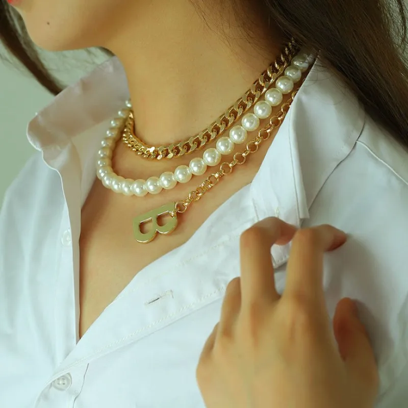 Ожерелье чокер из металлического сплава с жемчугом|Ожерелья подвеской| |