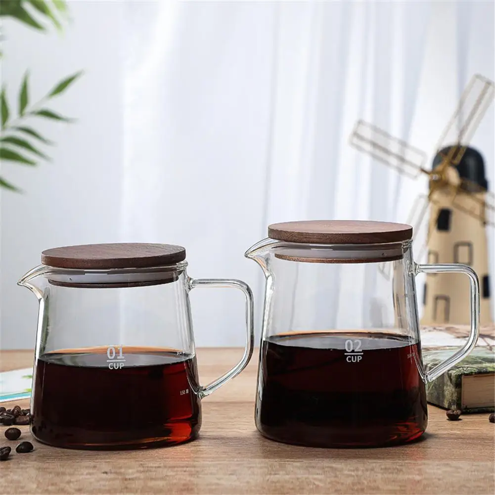 

300ML/500ML Glass Pitcher Heat-resistant Glass Pitcher with Lid Household Teapot Glass Coffee Jug for Coffee Hot Tea