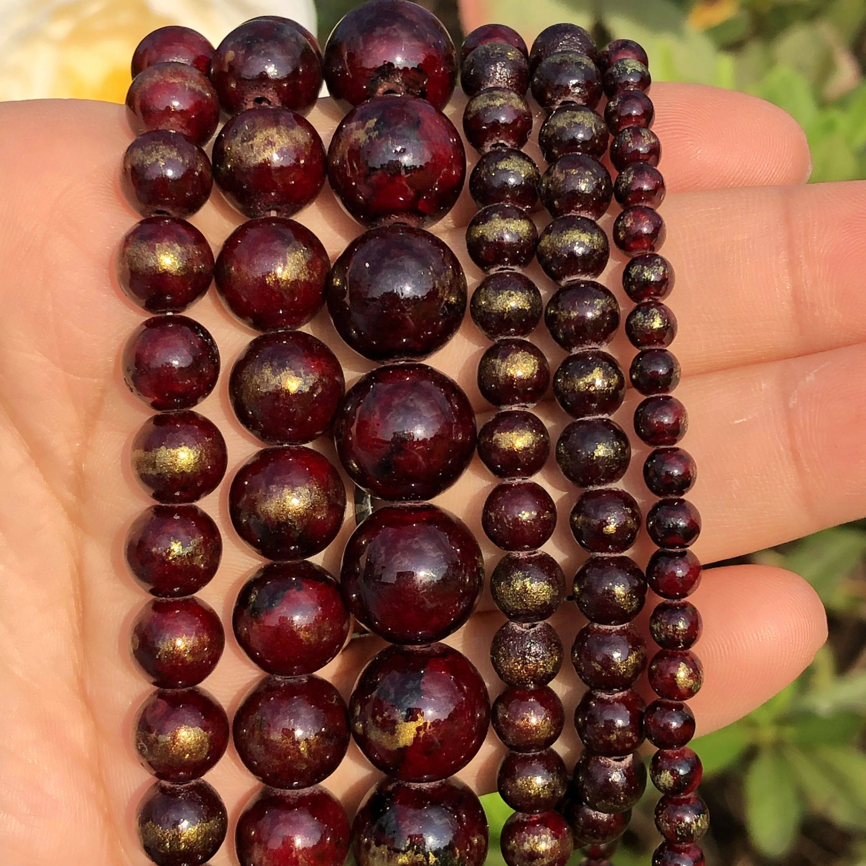 

4/6/8/10/12mm Dark Red Lapis Lazuli Jades Stone Beads For Jewelry Making Round Loose Spacer Beads DIY Bracelet Accessories 15”