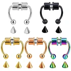 Модные искусственные кольца для перегородки, не пирсинг, кольца для носа, обруч для носа, обруч, магнитное кольцо, нержавеющая сталь подковообразные кольца 316L