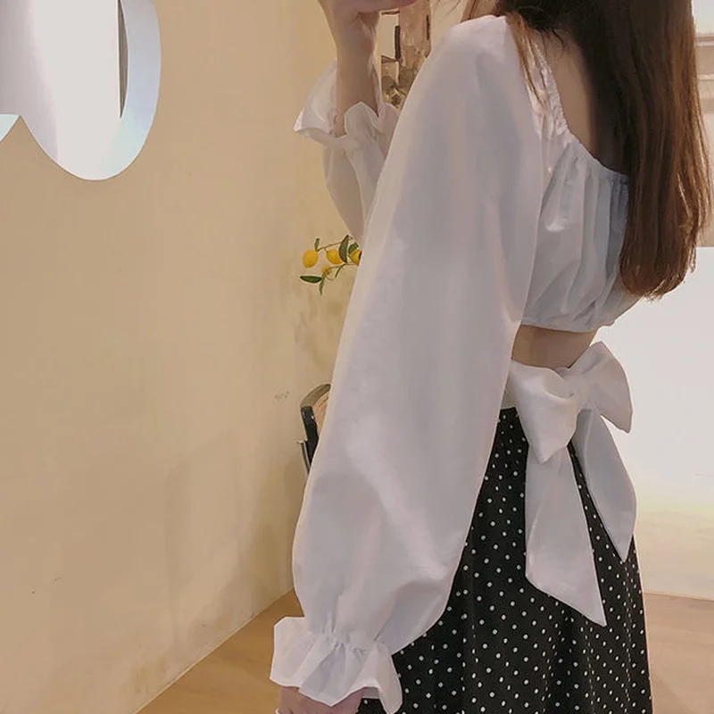 Блузка женская облегающая однотонная дизайнерский пикантный укороченный топ с