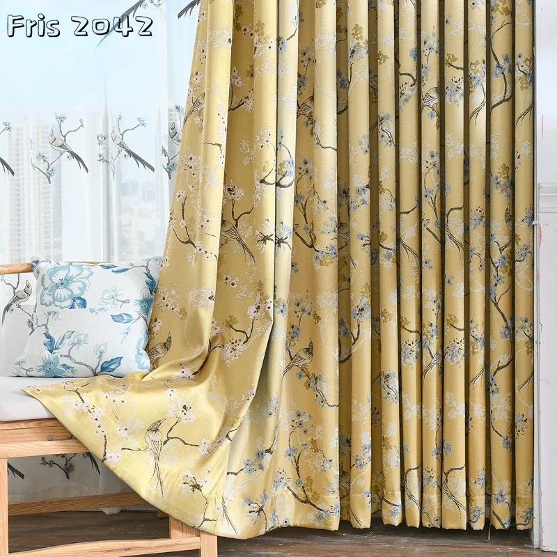 

2021 New High-end Chinese Jacquard Curtain Thicken Shading Curtains for Living Room Bedroom Custom Finished Product