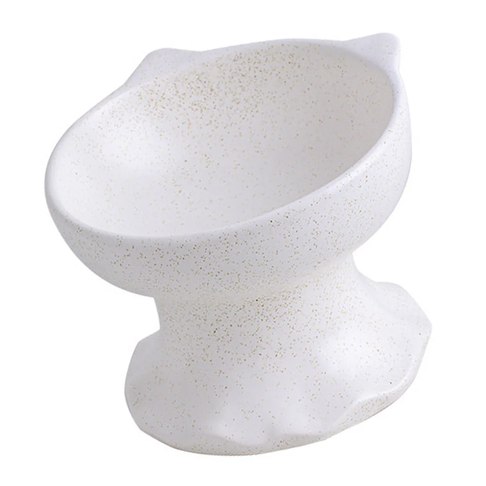 

1Pc Pet Feeding Bowl Ceramic Cat Food Bowl Water Bowl Protective Feeder (White)