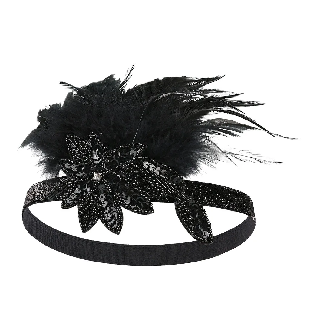 Женская повязка на голову с перьями в стиле Великий Гэтсби винтажный головной
