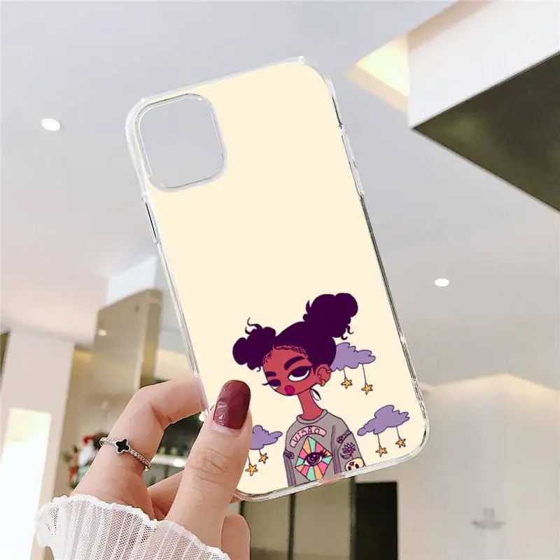

Fashion Girl Phone Case Transparent for iPhone 11 12 mini pro XS MAX 8 7 6 6S Plus X 5S SE 2020 XR