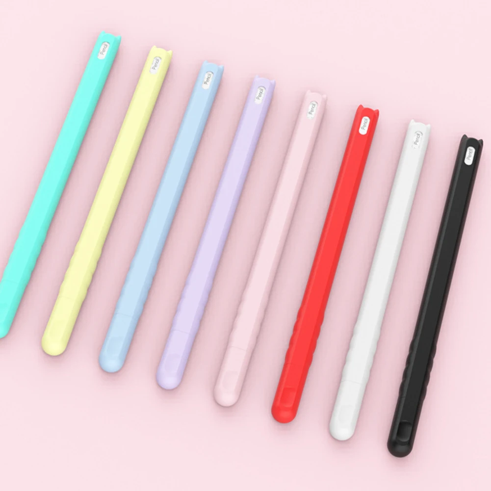 Нескользящий Мягкий силиконовый чехол с 2 наконечниками для Apple Pencil 2-го поколения