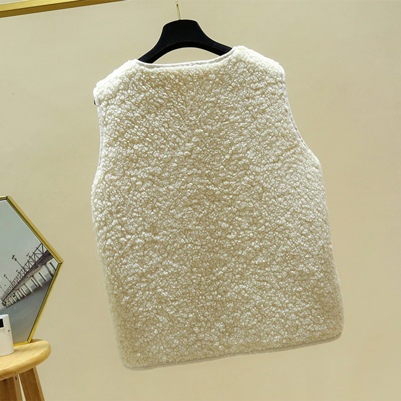 

Lamb Wool Vest Female 2020 Winter Short Korean Version of The Fur All-Matching Loose-Fitting Vest Tank Top Coat Vest