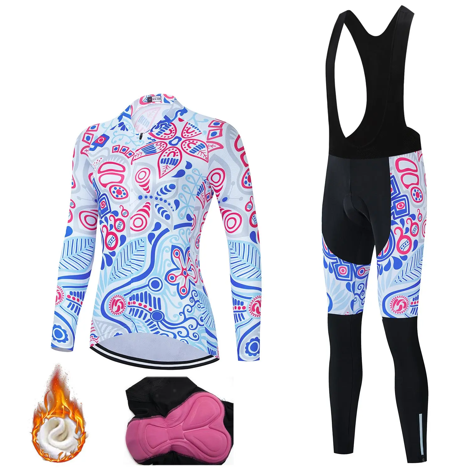 

SUDU SUDO Women Winter Thermal Fleece Cycling Jersey Set Super Warm Mountain Bicycle Cycling Sportswear Bike Cycling Clothing