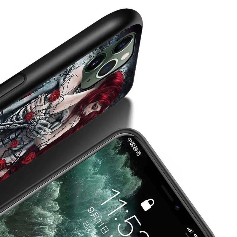 

Skull face For iPhone 12 Pro Max Mini 11 Pro XS Max X XR 6S 6 7 8 Plus 5S Bright Black Phone Case