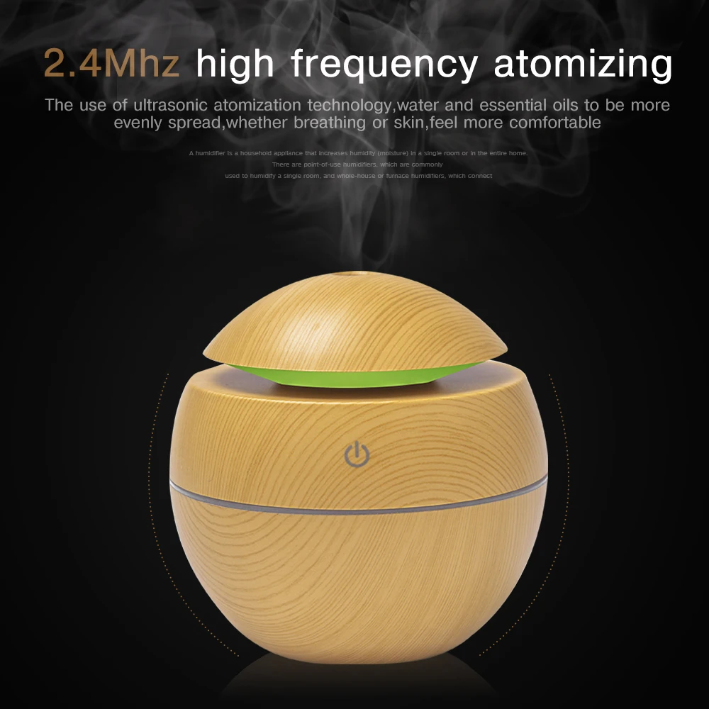 

Mini Air Humidifier USB Ultrasonic Aroma Diffuser Wood Grain 7 LED Light Electric Essential Oil Diffuser For Home Aromatherapy