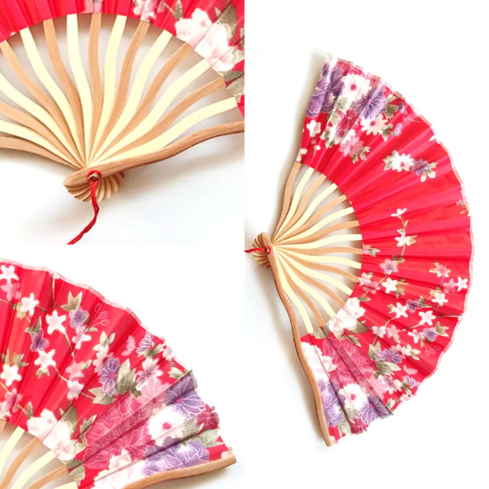 Китайский Японский складной Ручной Веер Черный Шелковый цветок сливы бамбуковый