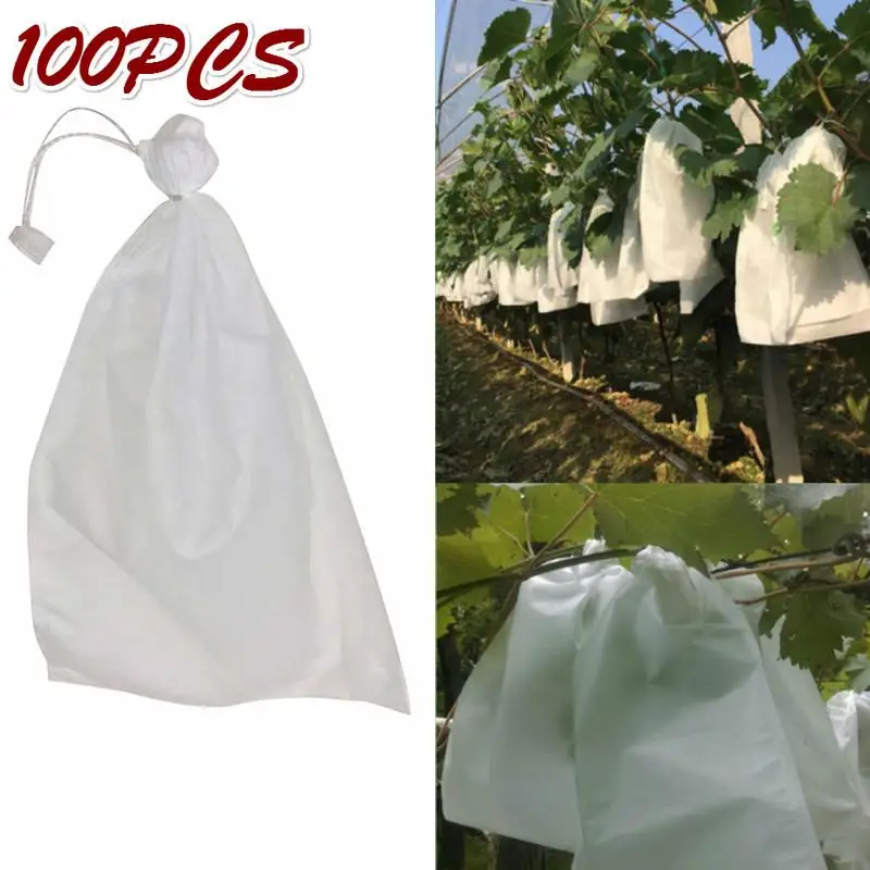 

100Pcs Drawstring Style Grape Protect Bag Fruit Protection Bags Mesh Bag Against Insect Pouch Waterp