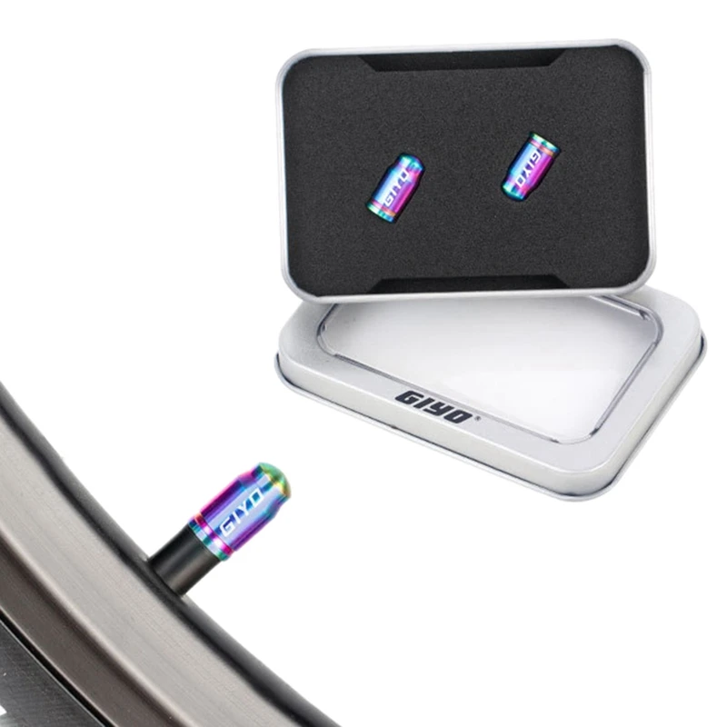 

GIYO 2Pc Bicycle Tire Valve Cap Ultralight Mountain Road Bike Valve Cap Schrader/Presta Tire Valve Protector MTB Accessories