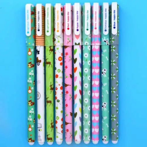 B-Reindeer Dalmatian 10 шт./партия цветная ручка цветок животное звездная звезда сладкий Флора цветная гелевая ручка 0,5 мм милые ручки для школы Kawaii корейский стационарный - Цвет: B-Reindeer Dalmatian
