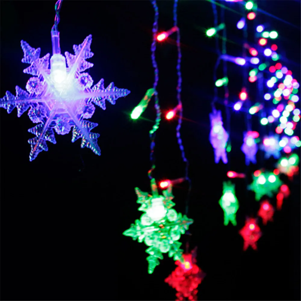 

3.5M Colorful Xmas Snowflake LED String Curtain Light Flashing Waterproof Holiday Party Connectable Wave Fairy Decoration