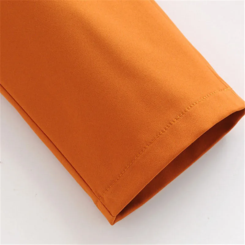 

Women stylish Orange long pants office wear zipper fly pockets female elegant 2019 casual trousers full length pantalones